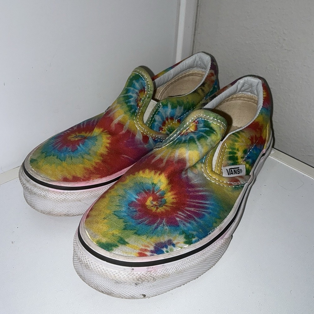 Vans Slip On Rainbow Tie Dye Shoes Kids Youth Size 1